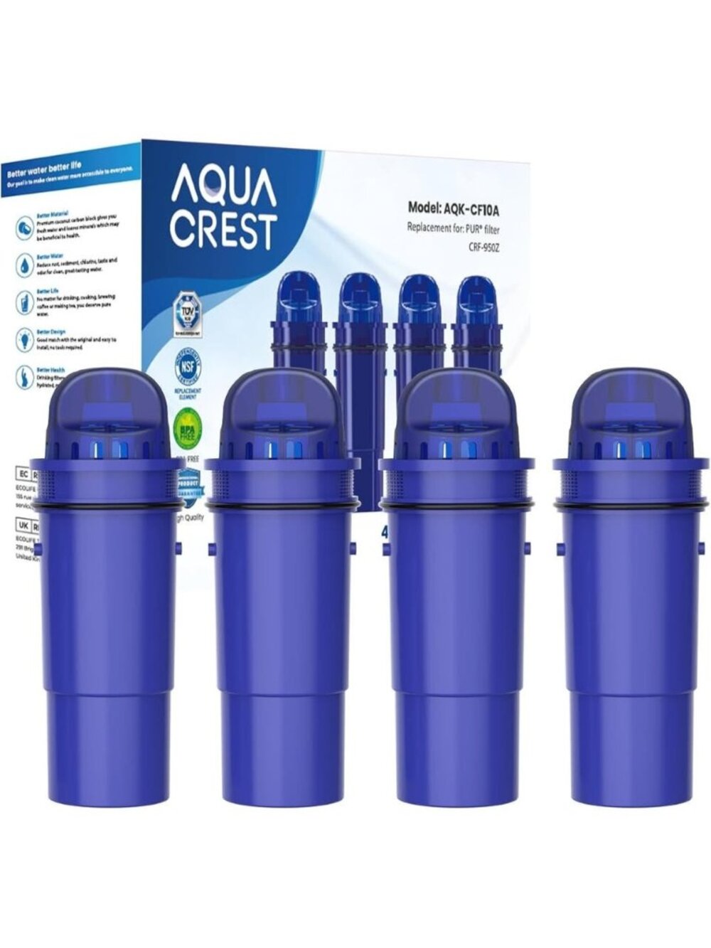 NSF Certified Filter, Replacement for Pur® Plus Pitcher Water Filter
